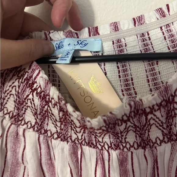 She + Sky Burgundy and White Striped Blouse - Picture 5 of 7